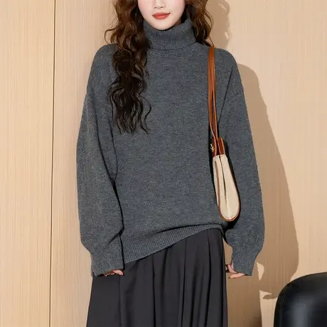 唐狮秋冬气质百搭高领套头针织衫女时尚减龄高级感女式毛衣潮TM商品大图