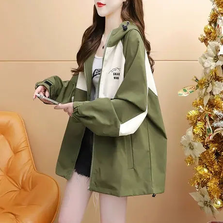 宽松休闲连帽工装外套女2023年新款秋季洋气减龄网红显瘦百搭上衣图片
