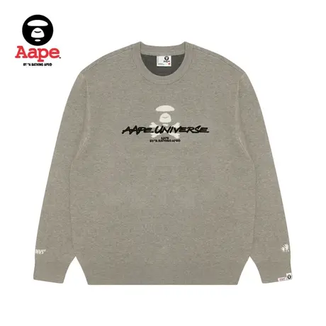 Aape旗舰店男装秋冬字母刺绣猿颜交叉骨图案圆领针织衫A392XXL图片