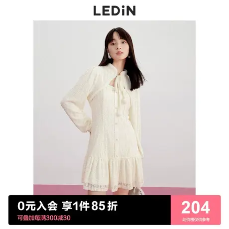 乐町气质蕾丝连衣裙2023春季新款新中式国风小个子温柔奶糯裙子图片