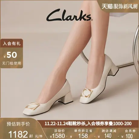 Clarks其乐Nyta45 Jazz春季女鞋皮鞋女金属扣舒适方跟中跟单鞋女商品大图