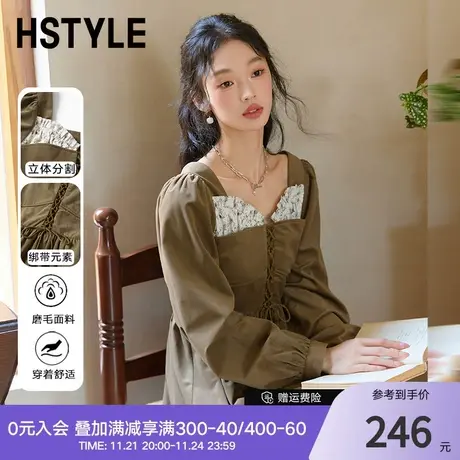 韩都衣舍优雅连衣裙2024春季新款女度假伞裙法式碎花长裙NFD3001图片