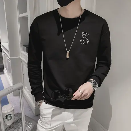 秋季男士卫衣t恤打底衫外套套头长袖修身ins潮牌潮流小熊学生体恤商品大图