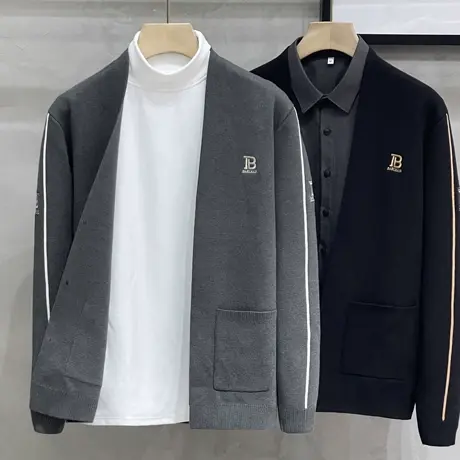 春秋季休闲男士针织开衫韩版潮流外穿薄款毛衣男装披肩外套毛线衣商品大图