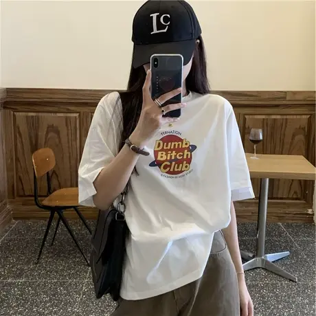 ins超火港风网红短袖T恤女夏装韩版潮原宿学生宽松百搭半袖上衣服图片