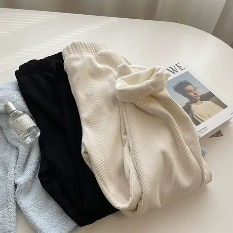 显瘦加绒锥形小脚裤！秋冬加厚保暖灯芯绒高腰休闲九分裤奶奶裤女商品大图