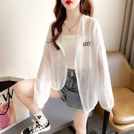 户外透气防晒衣女夏季韩版宽松大码薄款冰丝防晒服开衫外套空调衫商品大图