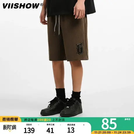 VIISHOW休闲短裤男夏季运动跑步潮牌5分裤美式重磅宽松弹力中裤商品大图