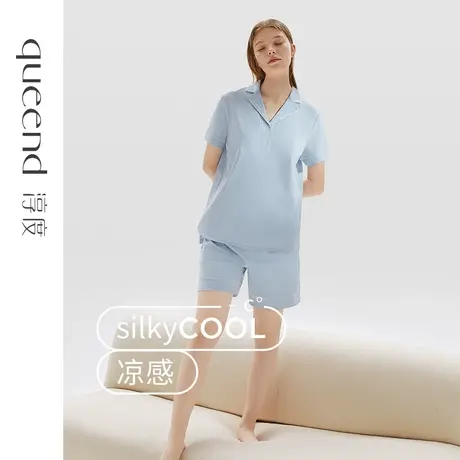 淳度新款凉感冰丝纯棉睡衣女夏款短袖短裤两件套夏天家居服套装薄商品大图