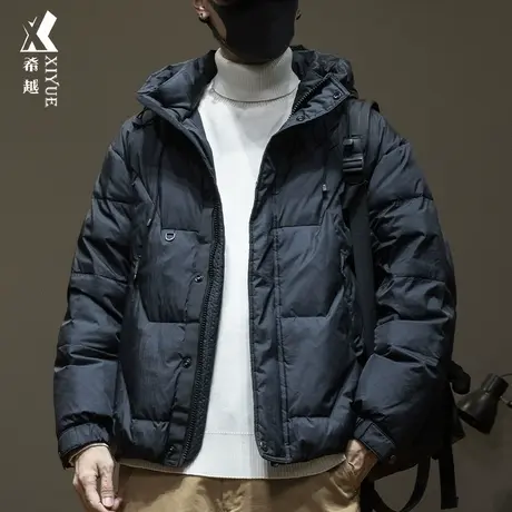 新国标加厚羽绒服男秋冬设计感后背印花夹克宽松大码户外冲锋衣潮商品大图