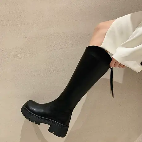 瘦瘦靴女秋季新款2023今年流行的靴子v口高跟长筒靴爆款骑士靴潮商品大图