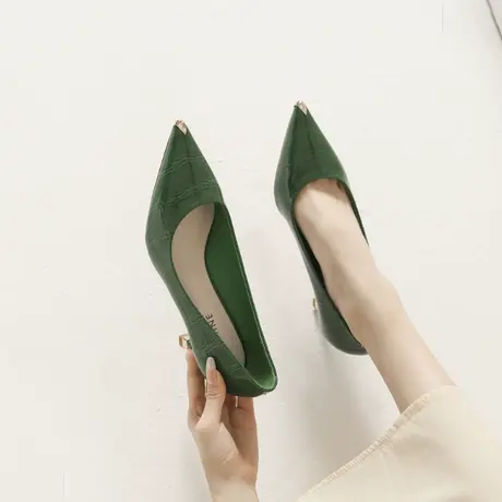 2024春季新款法式气质尖头小众百搭高跟鞋女细跟性感浅口职业单鞋图片