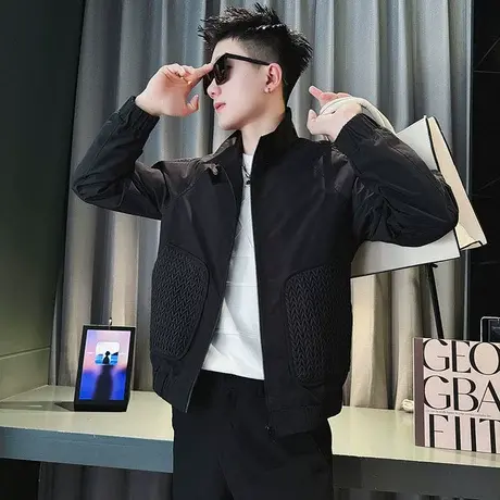 工装外套男春季新款时尚轻熟立领拼接休闲褂子潮牌高级感口袋夹克商品大图