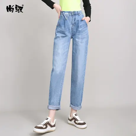 浅蓝色牛仔裤春秋2024年新款韩版宽松百搭高腰牛仔垮裤老爹裤女潮图片