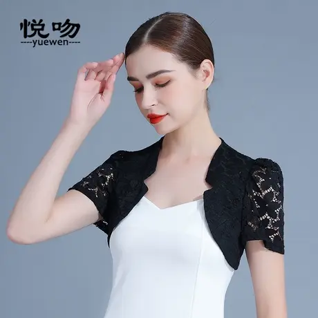 蕾丝小坎肩女夏薄外套短款2024新款配裙子的外搭短袖披肩百搭开衫图片