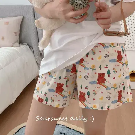 【双侧口袋款】夏季休闲卡通家居裤纯棉短裤睡裤宽松卡通长裤商品大图