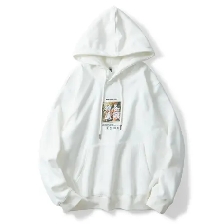 清仓特卖hansca秋冬季白色连帽卫衣男青少年潮牌百搭宽松大码长袖商品大图