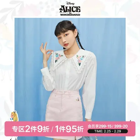 SPAO迪士尼爱丽丝联名春季碎花刺绣水手领纯棉衬衫SPBWC23D02图片