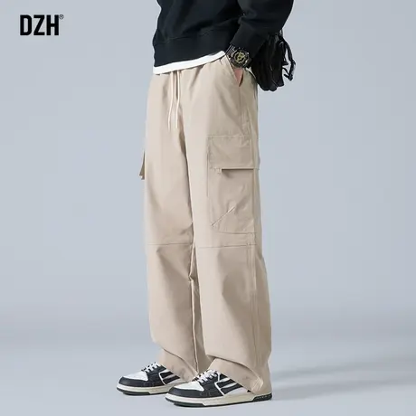 男士卡其色裤子男款美式高街宽松休闲工装裤直筒长裤2024新款男裤商品大图