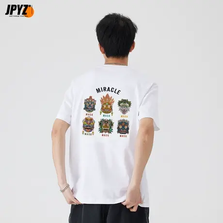 短袖t恤男士夏季2023新款潮牌半袖上衣宽松休闲刺绣五分袖体恤衫商品大图