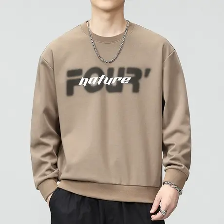 春秋款潮牌印花重磅圆领卫衣秋季男士高街套头上衣服2023新款秋装图片