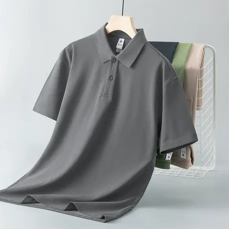 翻领t恤男士短袖珠地polo衫夏季上衣服保罗有领半袖冰丝凉感体恤商品大图