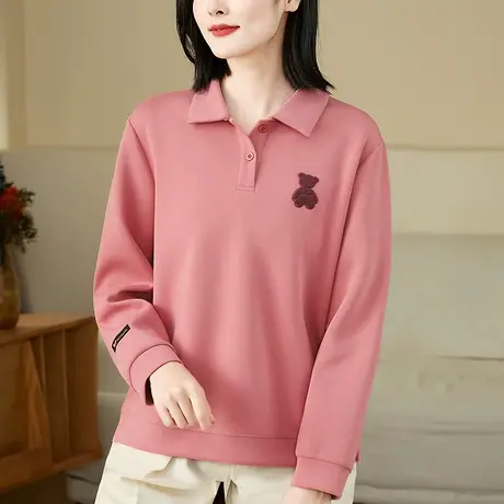 翻领卫衣女春秋2023年新款时尚宽松休闲套头上衣中年妈妈显瘦外套图片