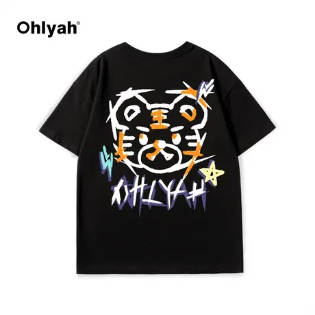 Ohlyah短袖T恤女中长款oversize男女同款卡通2022夏新款个性t恤衫商品大图
