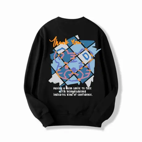 Ohlyah国潮牌2022秋冬新款男女中性纯棉圆领套头休闲运动百搭卫衣商品大图