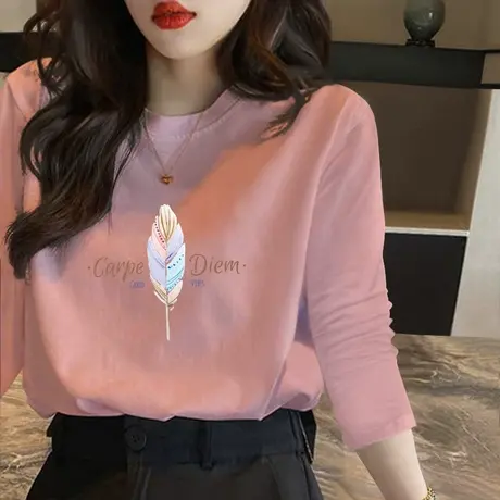 长袖正肩t恤女装2022年秋季新款学生别致独特上衣网红爆款小衫ins图片