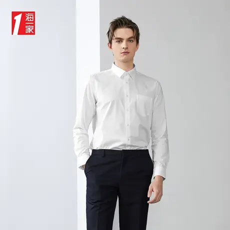 海一家商务职业正装衬衣新款尖领中年男士长袖衬衫图片
