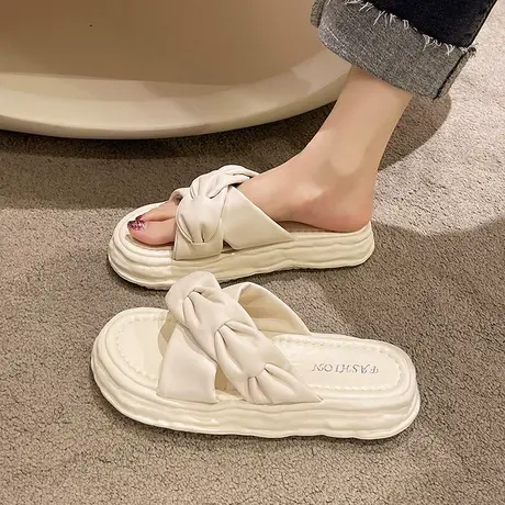 踩屎感拖鞋女夏外穿ins潮2023新款厚底防滑一字拖软底沙滩凉拖鞋商品大图