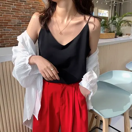 夏季韩版打底衫女士吊带背心裹胸内搭百搭小心机性感上衣女无袖潮图片