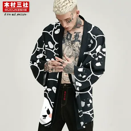 木村三社SANSYAS 夏季情侣装防晒衣熊猫印花汉服道袍开衫休闲外套商品大图