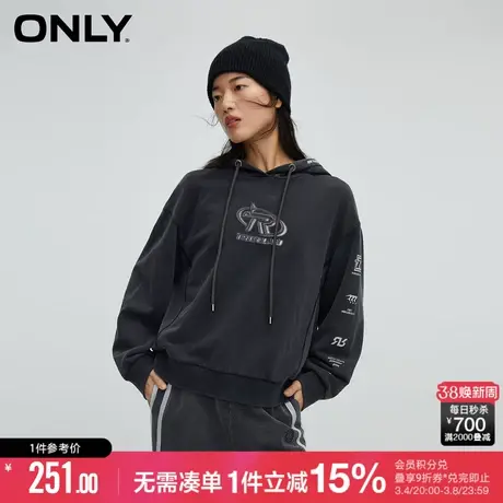 ONLY冬季通勤风百搭宽松字母印花连帽卫衣女|12349S017商品大图