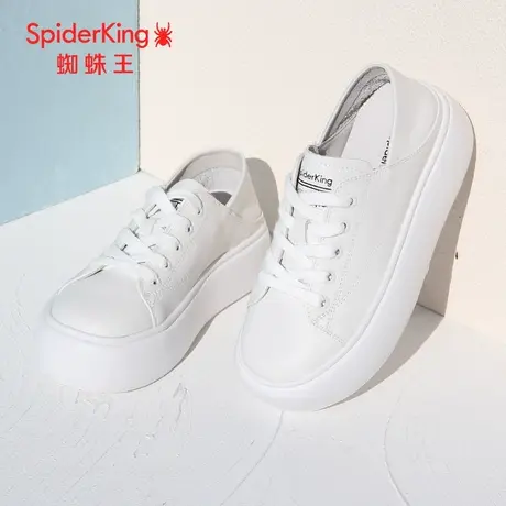SPIDER KING/蜘蛛王小白鞋女真皮2023春夏商场新款面包鞋板鞋女商品大图