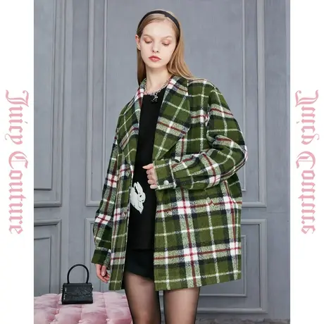 Juicy Couture橘滋2023新款法式浪漫经典格纹女式大衣商品大图