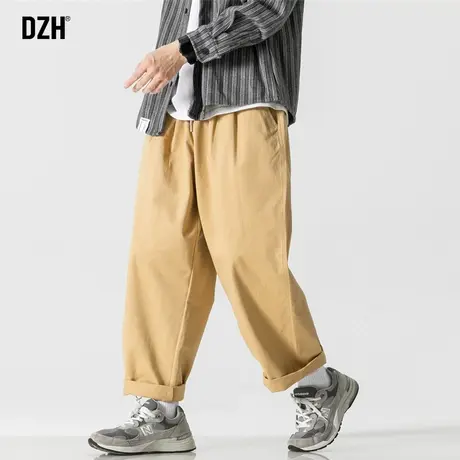 男士卡其色裤子工装裤男秋季阔腿裤潮牌男款2023新款休闲裤直筒裤商品大图