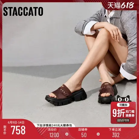 思加图2025夏季新款休闲厚底增高凉拖鞋一字拖凉鞋女鞋子EBK72BT5图片