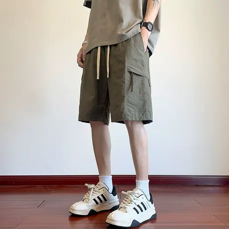 工装短裤男夏季新款冰丝凉感速干户外运动裤子拼色宽松五分休闲裤商品大图