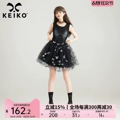 KEIKO 3D立体蝴蝶蓬蓬公主裙夏季lolita网纱无袖背心连衣裙芭蕾裙图片