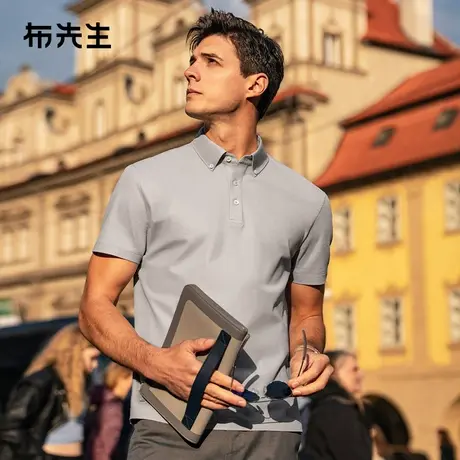 MrBu布先生行政纯色polo男2025春夏纽扣装饰全棉短袖T恤AT16100商品大图