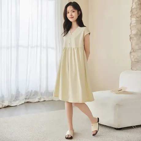 顶瓜瓜蓬蓬睡裙女士夏季薄款无袖中长款孕妇可穿睡衣纯棉裙子新品商品大图