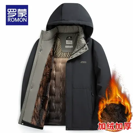 罗蒙男士加绒加厚棉服外套秋冬季2025新款中老年爸爸装御寒棉袄衣图片