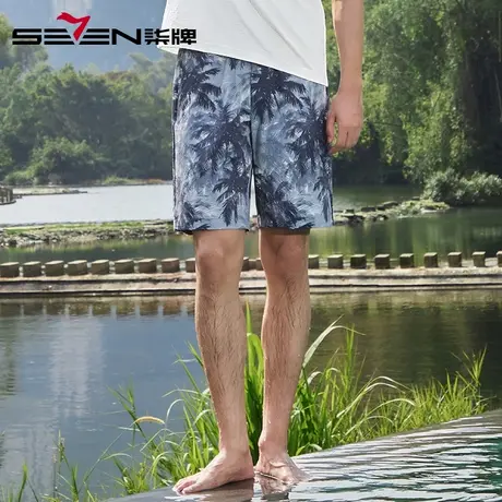 【度假系列】柒牌时尚印花宽松休闲短裤男2025夏季新款透气五分裤商品大图