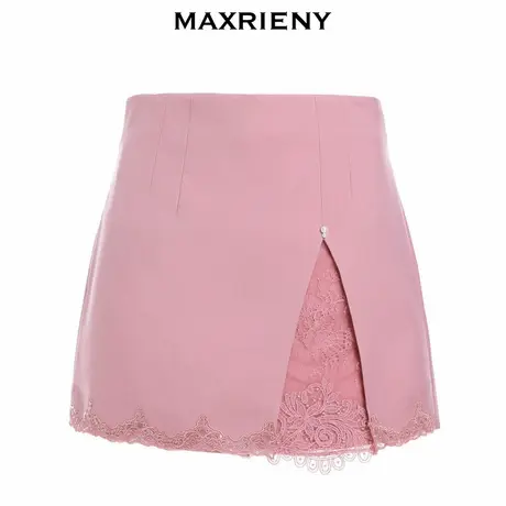 【奥莱】MAXRIENY年夏季a字裙裤开叉蕾丝拼接复古高腰裤子女图片