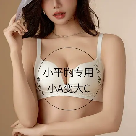 小胸专用聚拢立体杯自然上托内衣女夏季薄款不空杯无钢圈文胸性感商品大图