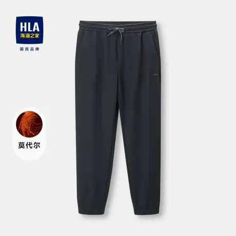 HLA/海澜之家宽松卫裤2023纯色系带松紧腰九分锥形弹力休闲裤子男商品大图