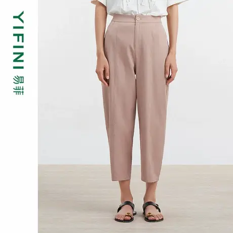 [专柜同款]Yifini/易菲斜纹仿棉面膜裤女锥形裤女小脚裤九分裤夏图片