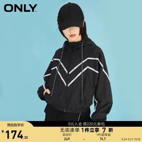ONLY奥莱春夏连帽纽扣拉链宽松舒适通勤短风衣女商品大图